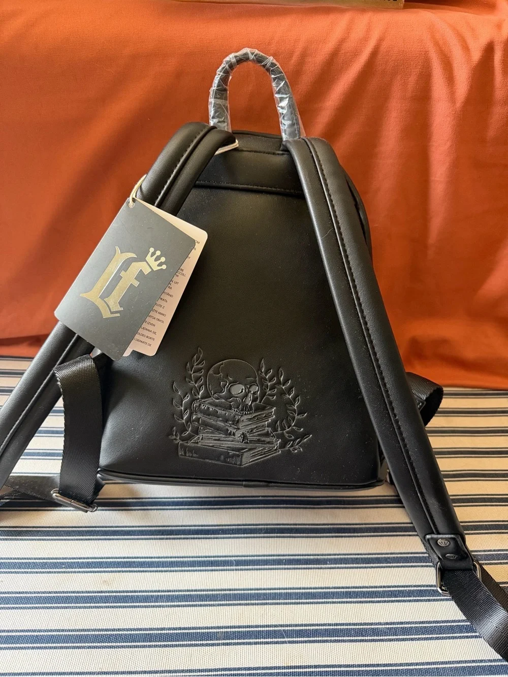 Loungefly Black Embossed 'Death by TBR’ Mini Backpack